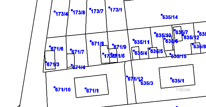 Parcela st. 173/3 v KÚ Lesná u Znojma, Katastrální mapa
