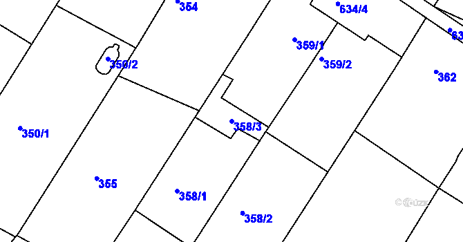 Parcela st. 358/3 v KÚ Lesná u Znojma, Katastrální mapa