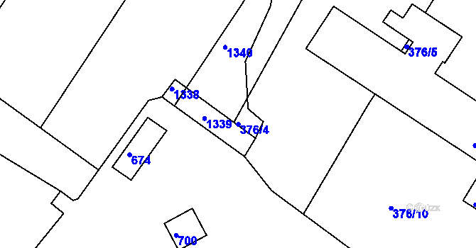 Parcela st. 376/4 v KÚ Lesná u Znojma, Katastrální mapa
