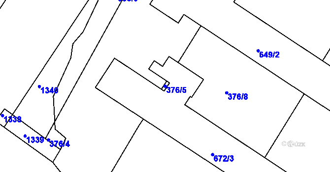 Parcela st. 376/5 v KÚ Lesná u Znojma, Katastrální mapa