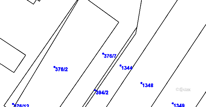 Parcela st. 376/7 v KÚ Lesná u Znojma, Katastrální mapa
