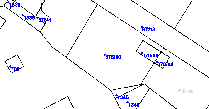 Parcela st. 376/10 v KÚ Lesná u Znojma, Katastrální mapa