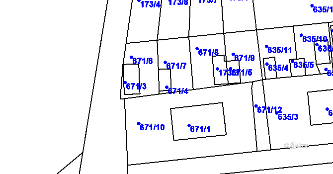 Parcela st. 671/4 v KÚ Lesná u Znojma, Katastrální mapa