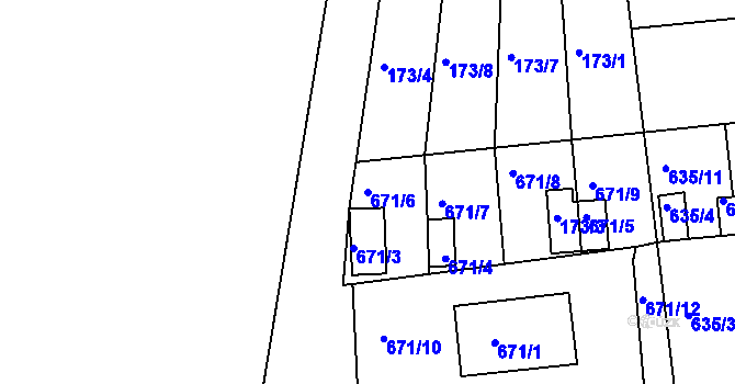 Parcela st. 671/6 v KÚ Lesná u Znojma, Katastrální mapa