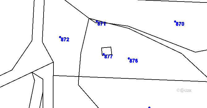 Parcela st. 877 v KÚ Lesná u Znojma, Katastrální mapa