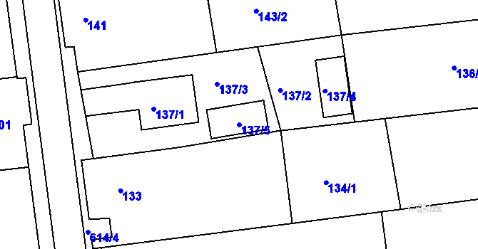 Parcela st. 137/5 v KÚ Lesná u Znojma, Katastrální mapa