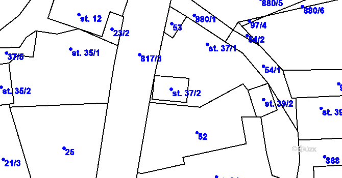 Parcela st. 37/2 v KÚ Lesní Albrechtice, Katastrální mapa