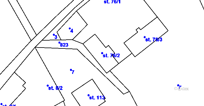 Parcela st. 76/2 v KÚ Lesní Albrechtice, Katastrální mapa