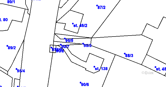 Parcela st. 95/3 v KÚ Lesní Albrechtice, Katastrální mapa