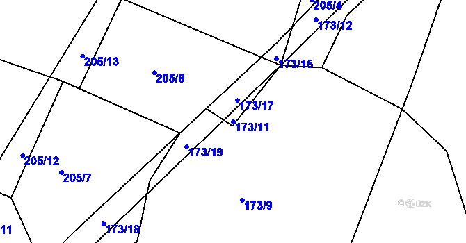 Parcela st. 173/11 v KÚ Lesní Albrechtice, Katastrální mapa