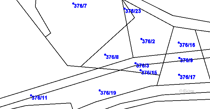 Parcela st. 376/8 v KÚ Lesní Albrechtice, Katastrální mapa