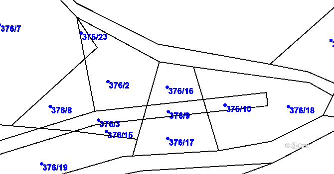 Parcela st. 376/16 v KÚ Lesní Albrechtice, Katastrální mapa