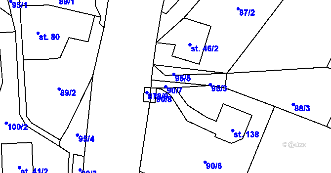 Parcela st. 90/7 v KÚ Lesní Albrechtice, Katastrální mapa