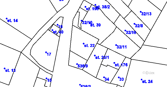 Parcela st. 22 v KÚ Lesní Hluboké, Katastrální mapa