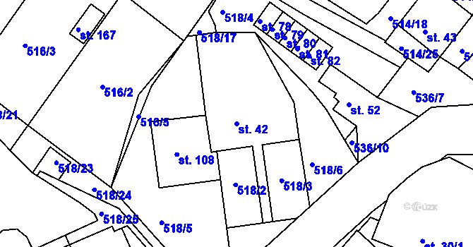 Parcela st. 42 v KÚ Lesní Hluboké, Katastrální mapa