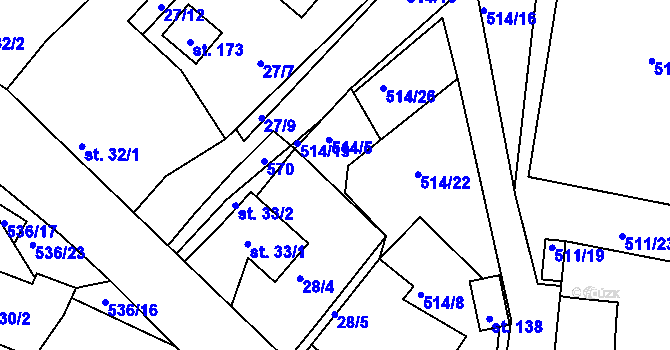Parcela st. 45 v KÚ Lesní Hluboké, Katastrální mapa