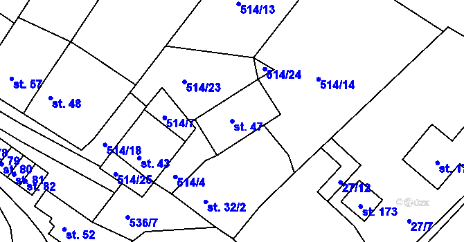 Parcela st. 47 v KÚ Lesní Hluboké, Katastrální mapa