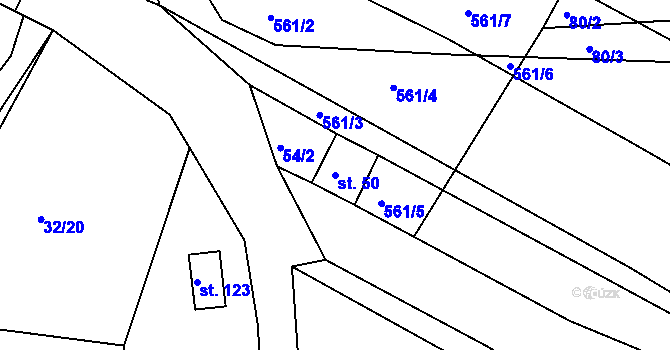 Parcela st. 50 v KÚ Lesní Hluboké, Katastrální mapa