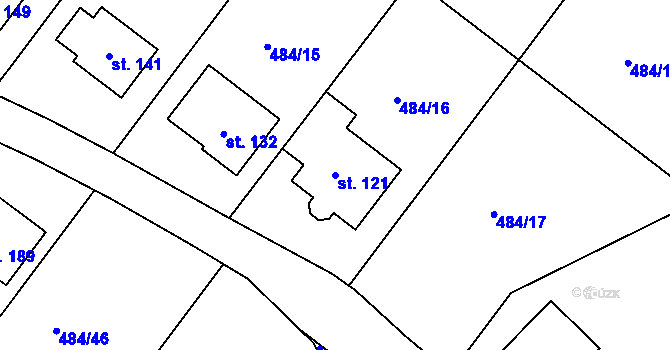 Parcela st. 121 v KÚ Lesní Hluboké, Katastrální mapa
