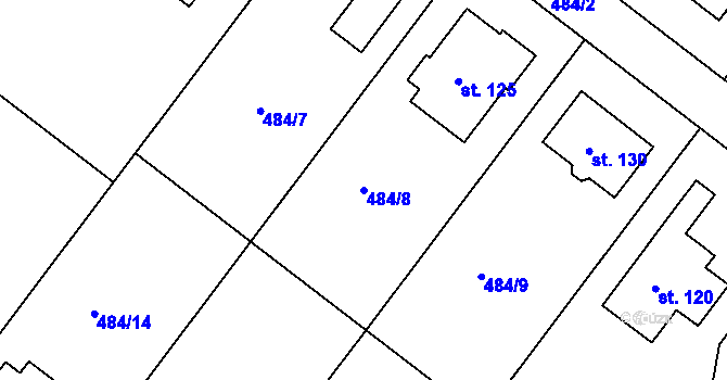 Parcela st. 484/8 v KÚ Lesní Hluboké, Katastrální mapa