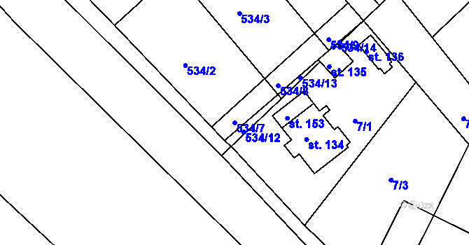 Parcela st. 534/7 v KÚ Lesní Hluboké, Katastrální mapa