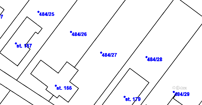 Parcela st. 484/27 v KÚ Lesní Hluboké, Katastrální mapa