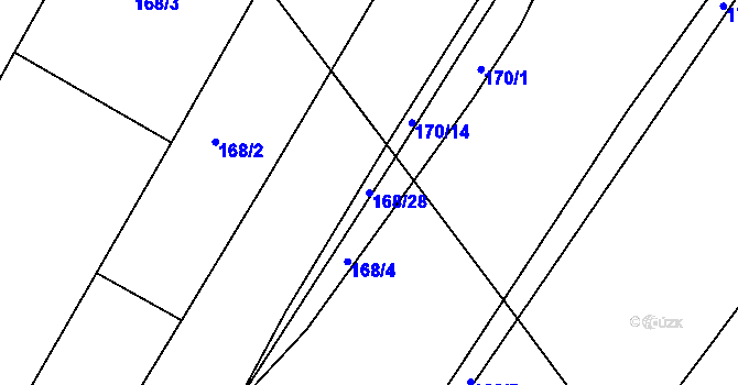 Parcela st. 168/28 v KÚ Lesní Hluboké, Katastrální mapa