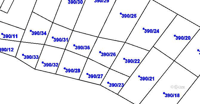 Parcela st. 390/26 v KÚ Lesní Hluboké, Katastrální mapa