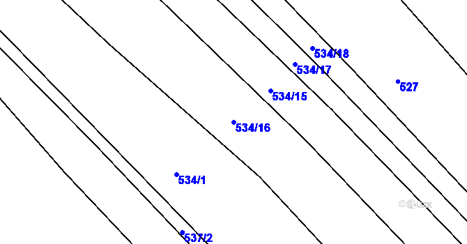 Parcela st. 534/16 v KÚ Lesní Hluboké, Katastrální mapa
