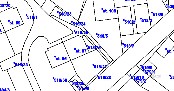 Parcela st. 518/26 v KÚ Lesní Hluboké, Katastrální mapa