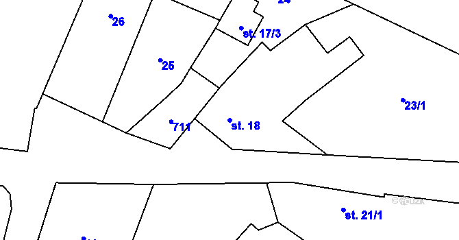 Parcela st. 18 v KÚ Lesní Jakubov, Katastrální mapa