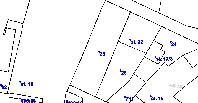 Parcela st. 26 v KÚ Lesní Jakubov, Katastrální mapa