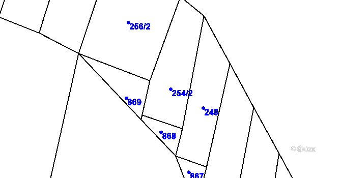 Parcela st. 254/2 v KÚ Lesní Jakubov, Katastrální mapa