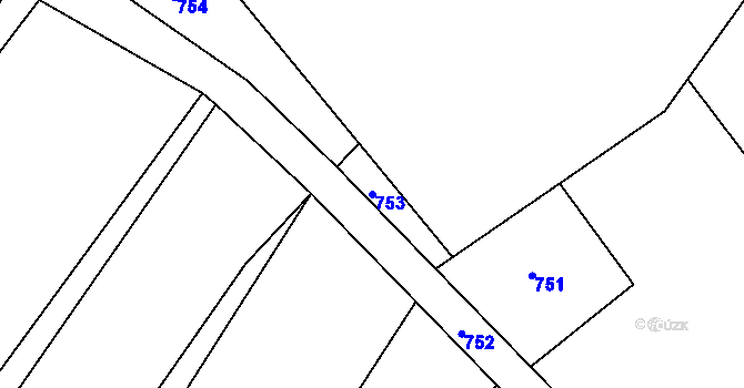 Parcela st. 753 v KÚ Lesní Jakubov, Katastrální mapa