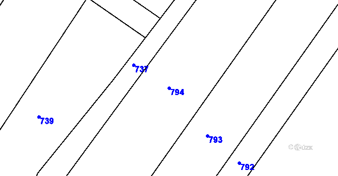 Parcela st. 794 v KÚ Lesní Jakubov, Katastrální mapa
