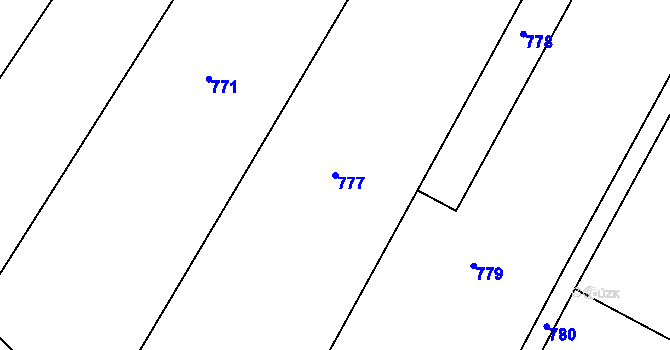 Parcela st. 777 v KÚ Lesní Jakubov, Katastrální mapa
