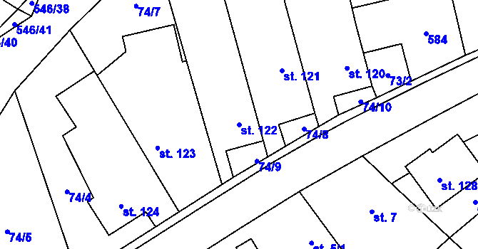Parcela st. 122 v KÚ Lesnice, Katastrální mapa
