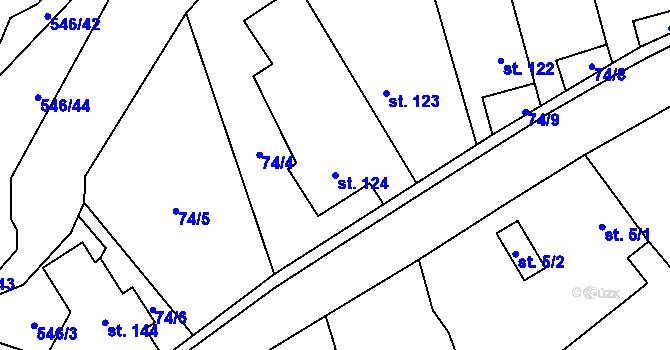 Parcela st. 124 v KÚ Lesnice, Katastrální mapa