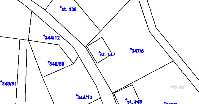 Parcela st. 147 v KÚ Lesnice, Katastrální mapa