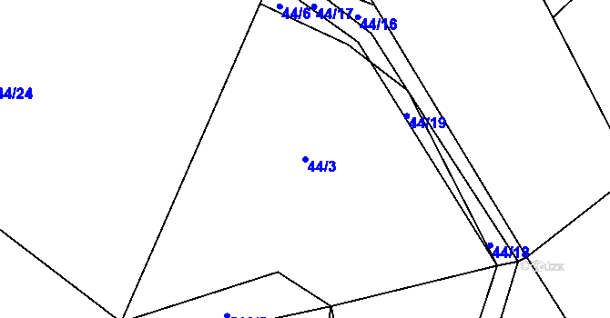 Parcela st. 44/3 v KÚ Lesnice, Katastrální mapa