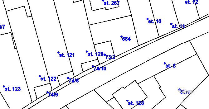 Parcela st. 73/2 v KÚ Lesnice, Katastrální mapa