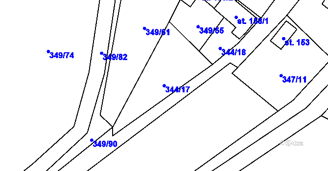 Parcela st. 344/17 v KÚ Lesnice, Katastrální mapa