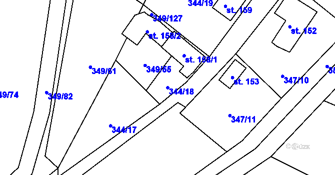 Parcela st. 344/18 v KÚ Lesnice, Katastrální mapa
