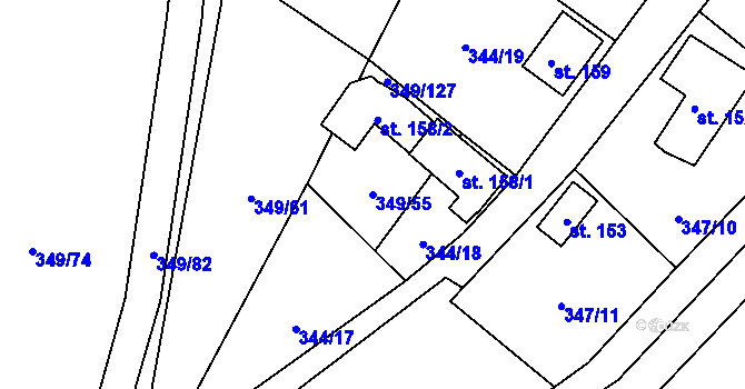 Parcela st. 349/55 v KÚ Lesnice, Katastrální mapa