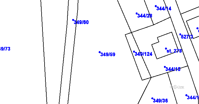 Parcela st. 349/59 v KÚ Lesnice, Katastrální mapa