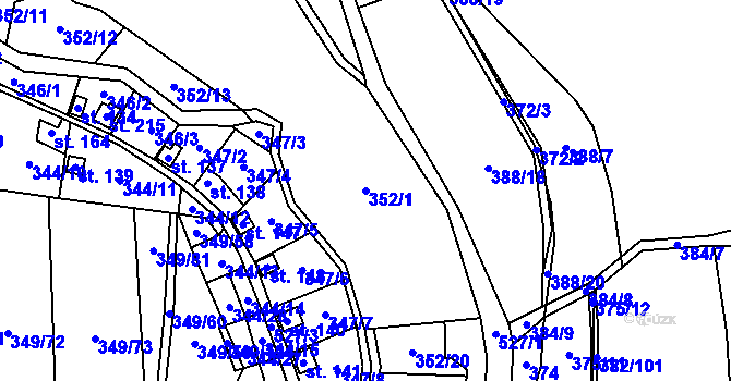 Parcela st. 352/1 v KÚ Lesnice, Katastrální mapa