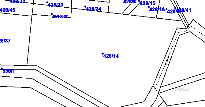 Parcela st. 428/14 v KÚ Lesnice, Katastrální mapa