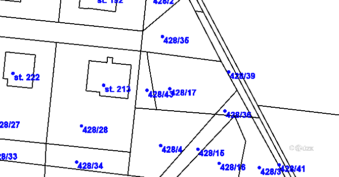 Parcela st. 428/17 v KÚ Lesnice, Katastrální mapa