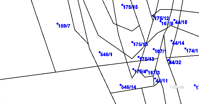 Parcela st. 546/1 v KÚ Lesnice, Katastrální mapa