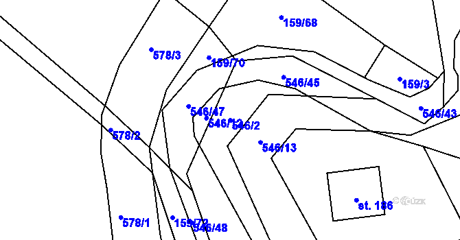 Parcela st. 546/2 v KÚ Lesnice, Katastrální mapa